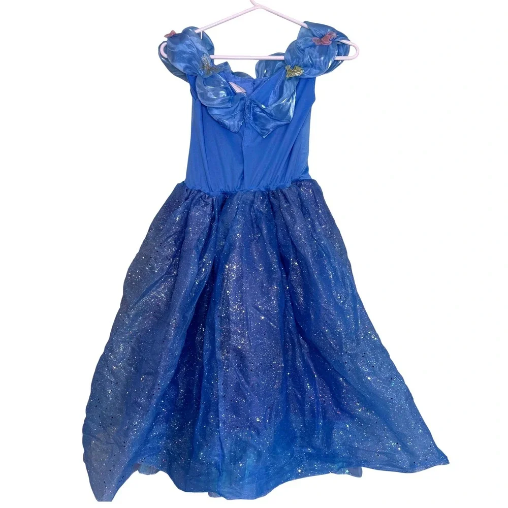 Disney Cinderella Blue Butterfly Sparkle‎ Costume Dress Girls 7-8 Fairy Princess
